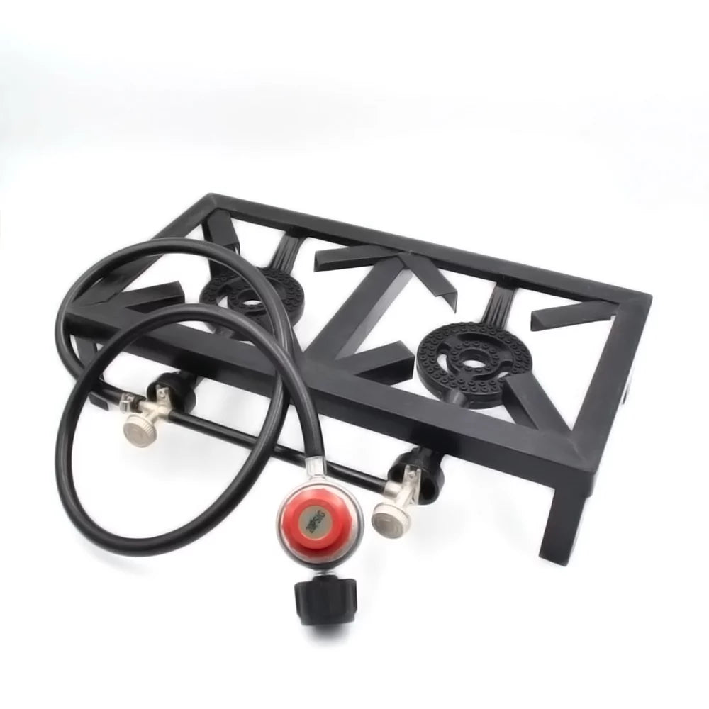 Htovila Propane Gas Double Cast Iron Stove for Patio Camping BBQ Cooking (Standard), Furnace for Excursions - Exclusive Design