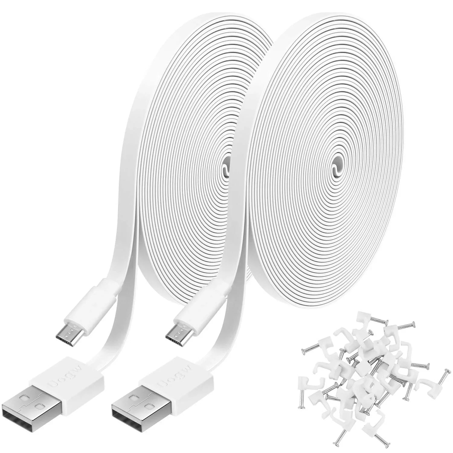 2 Pack 20FT Power Extension Cable Compatible with Yi Home Camera Wyze v3,Blink,USB to ro USB Durable Charging