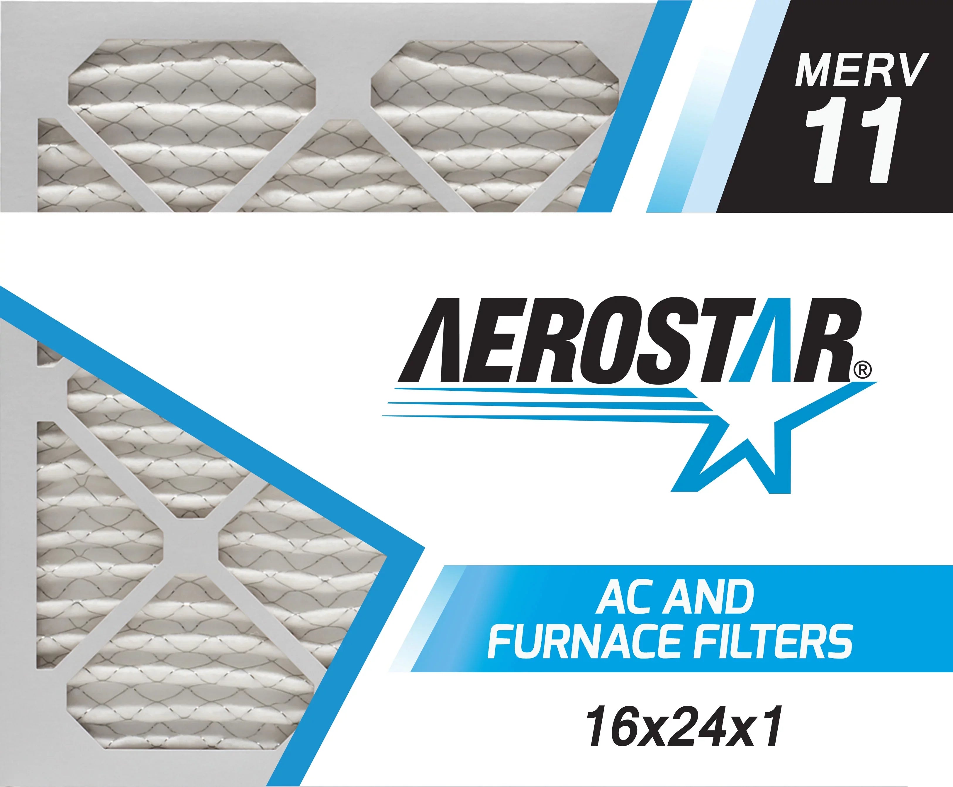 Stylish Aerostar 16x24x1 MERV 11, Pleated Air Filter, 16x24x1, Box of 4, Made in the USA