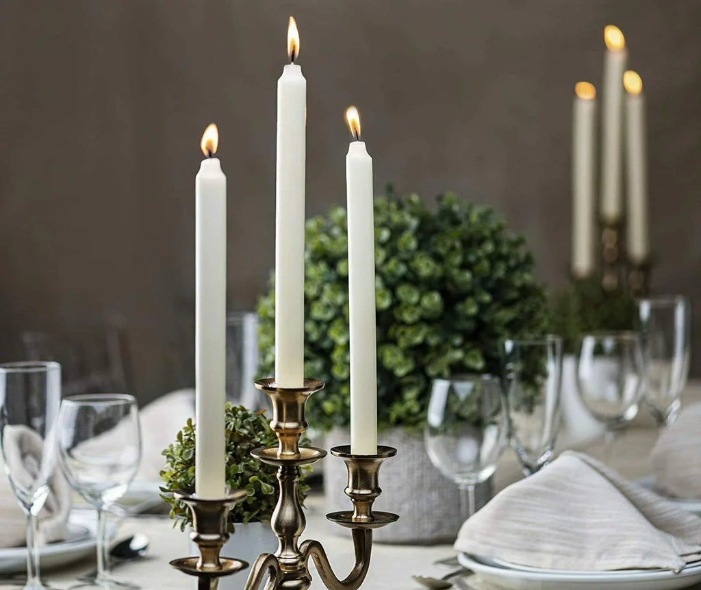 Stylish Bolsius 30 Ivory Unscented Taper - Dinner Candles Wedding for Spa, Christmas, Party, Household Decoration - 7.5 Hours Long Burning Smokeless Table Candle - Bulk Pack