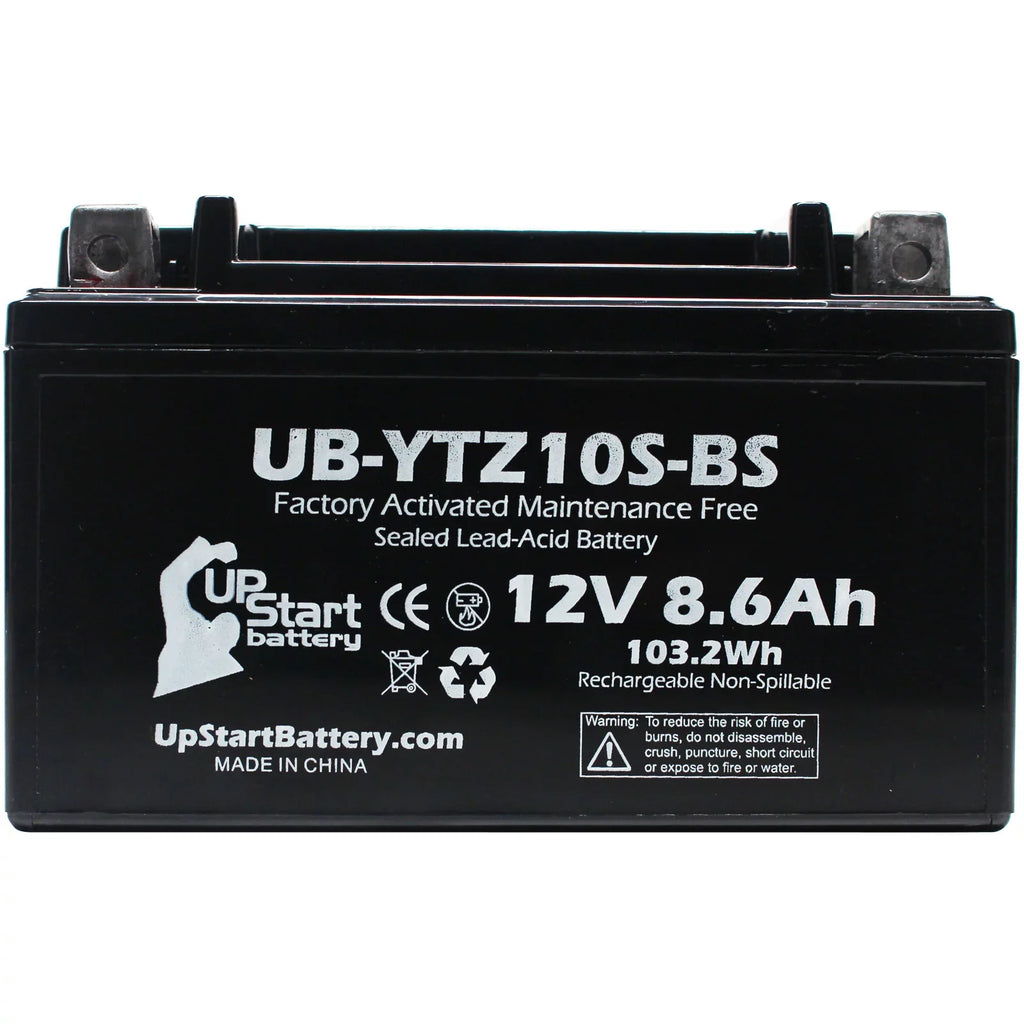 4-Pack UpStart Battery Replacement for 2005 Yamaha YZF-R1 1000CC Factory Activated, Maintenance Free, Motorcycle Battery - 12V, 8.6Ah, UB-YTZ10S-BS