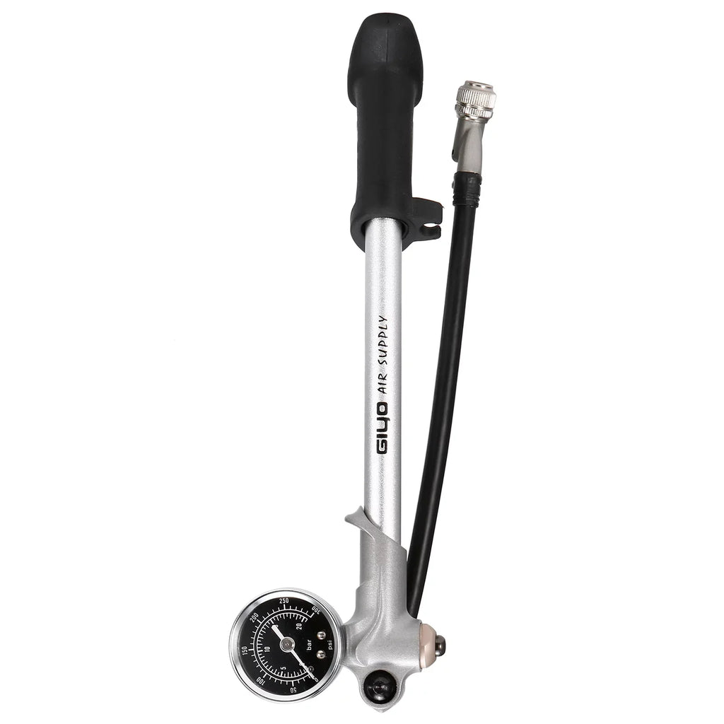 Stylish Arealer 300PSI Front Fork and Front Suspension Pump With Gauge High Pressure Pump with Lever Lock Schrader Valve Air Pump for MTB Mountain Bike