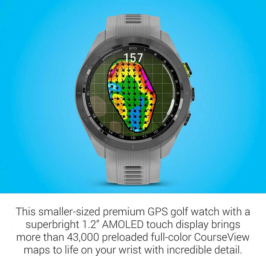 Stylish Garmin Approach S70, Black (47mm) with Accessories