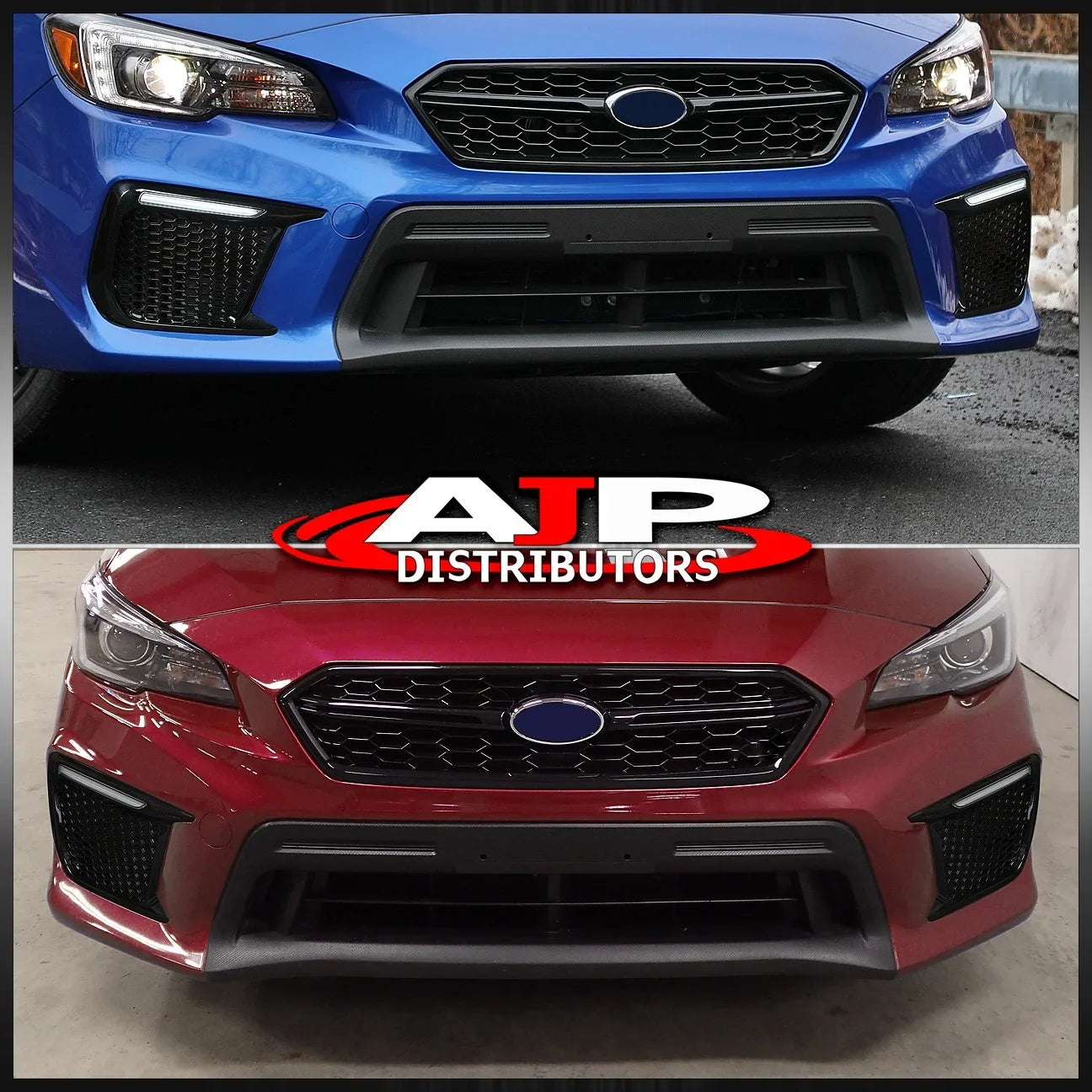 AJP Distributors Amber Sequential Switchback LED DRL Running Indicator Blinker Turn Signal Fog Lamps Lamps Bezel Kit Set Pair Compatible/Replacement For Subaru WRX STI 2018 2019 2020 2021 18 19 20 21