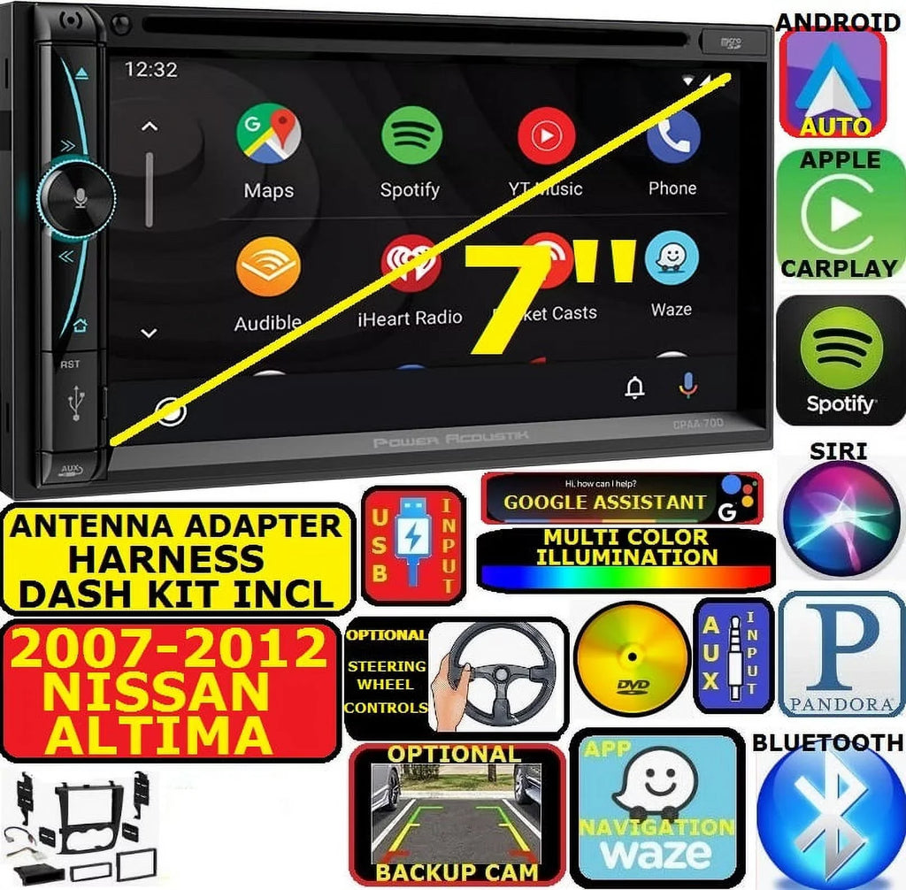 FITS/FOR 07-12 ALTIMA NAV BLUETOOTH CD/DVD CARPLAY ANDROID AUTO CAR RADIO - Exclusive Design