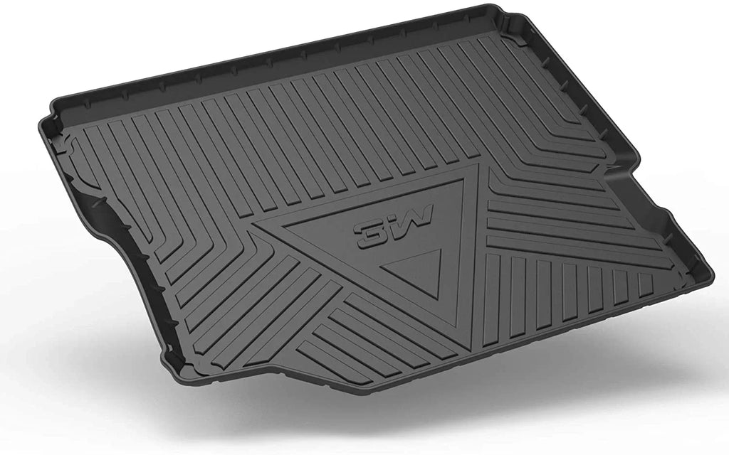 3W Floor Mats&Cargo Liner for Jeep Wrangler JL 2018-2021 with subwoofer - All Weather Floor Liners White Logo &Trunk mats for Jeep Wrangler JL Unlimited 4-Door,Black - Exclusive Design