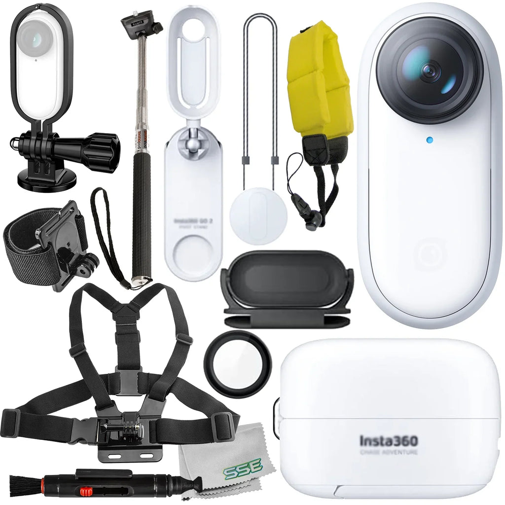 Stylish Ultimaxx Starter Insta360 GO 2 Action Camera Bundle - Includes: Action Camera Frame Adapter, Selfie-Stick, Floating Wrist Strap & Much More