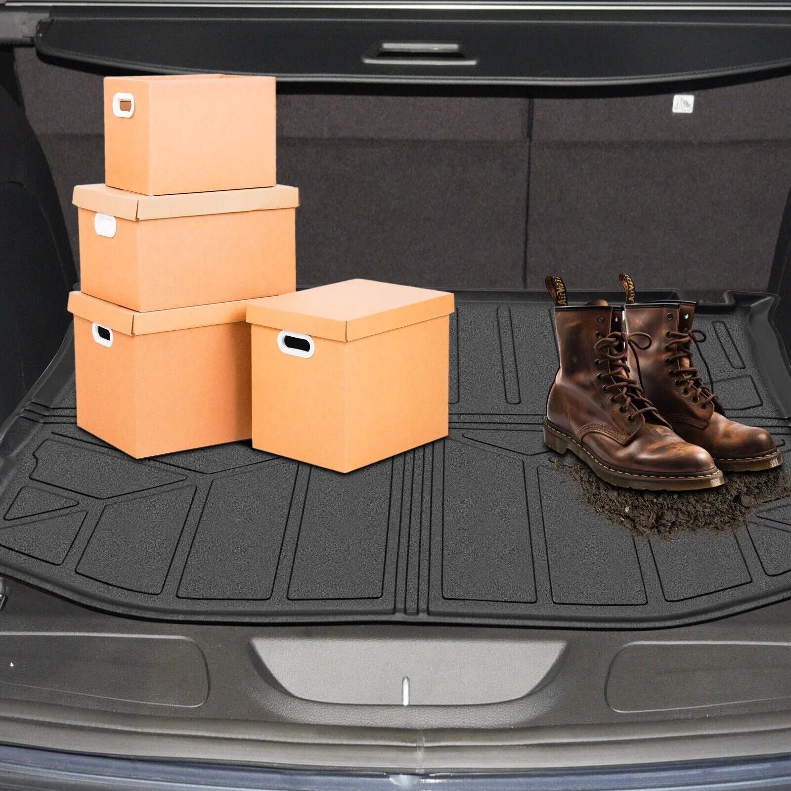 Stylish Trunk Mat Custom Fit Jeep Grand Cherokee 2011-2022 TPE Cargo Floor Carpet Rubber Car Rear Cargo Liner Protector All Weather Black