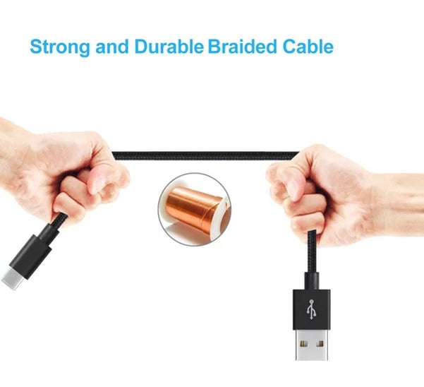 6ft USB Cable Type-C Fast Home Charger w Holster Leather Case Belt Clip for T-Mobile REVVL 4 - Wiko Ride 3 - Xiaomi Redmi Note 7, Mi 9T - ZTE Blade 10, Axon 10 Pro, Max 2S