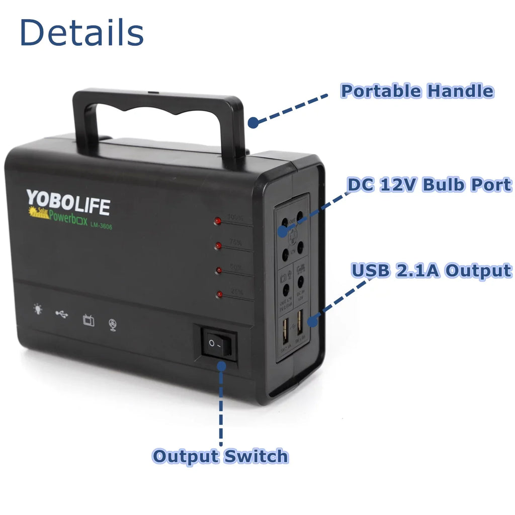 Stylish Portable Solar Power Generator Kit, Power Station with Solar Panel with 4 LED Lights for Outdoor Camping