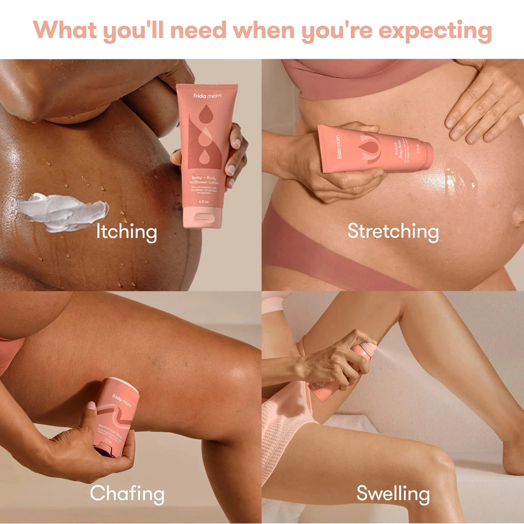 Frida Mom Pregnancy Skincare Body Relief Set for Stretch Marks, Dry Skin, Swelling Chafing - 4 Ct