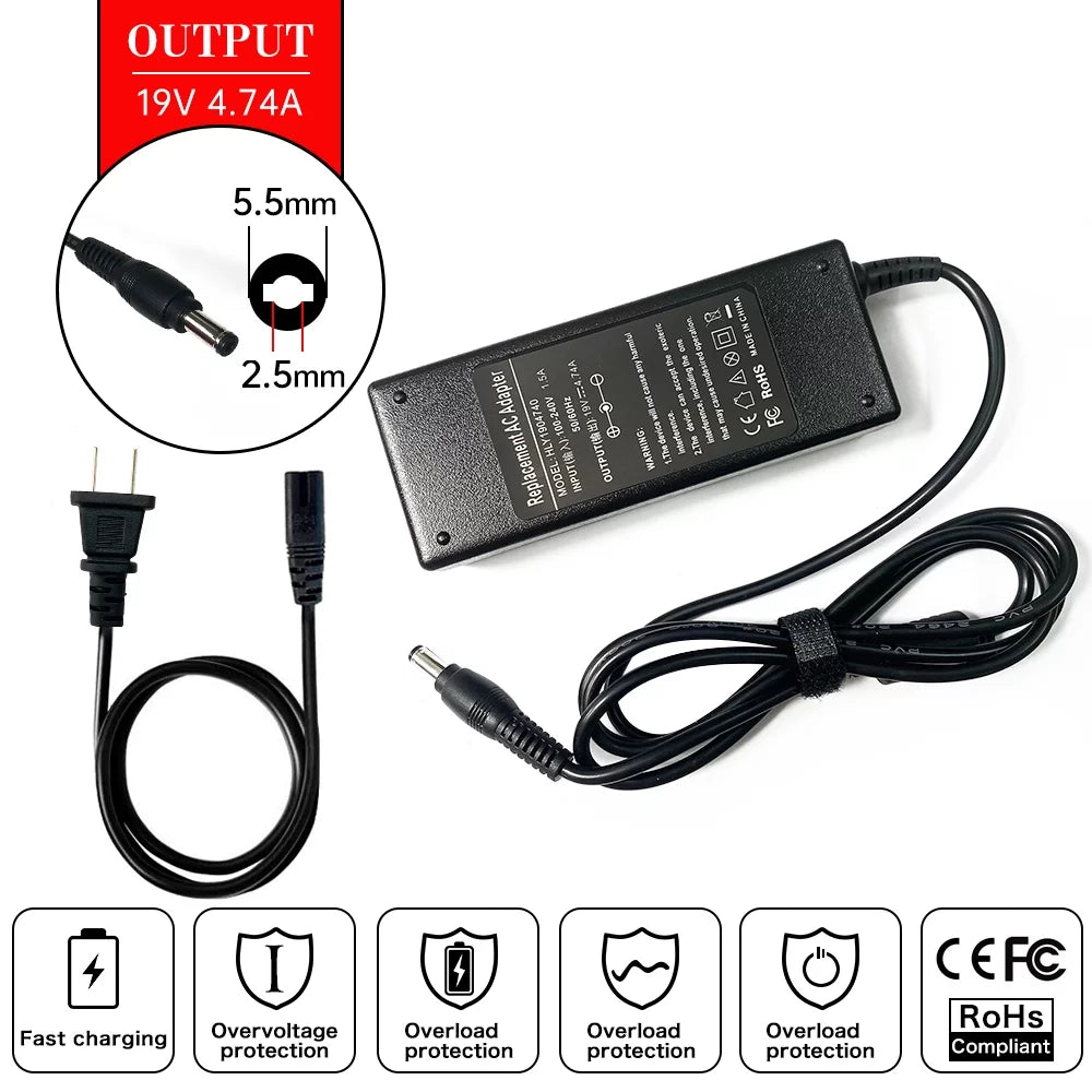 Laptop AC Adapter Charger for X54F X53SD-SX1359V X5GAG-XX052V X5GAG-XX052V-R X43TA-VX036V-8 X43TA-VX052D X5DC-SX031V X5DE-V140SCGDWW X751LJ-TY148H X751LK-T4007D X751LN-TY092H-8 X751M X751S U35