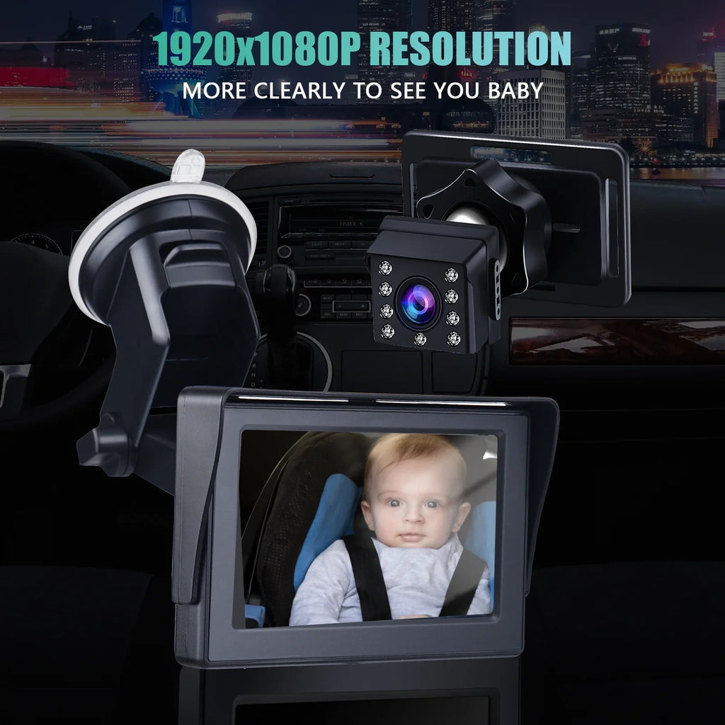 Car Mirror 1080P 4.3 Inch Car Safety Car Seat Mirror Cameras Monitored Mirrors with Wide Crystal Clear View Adjustable Angle Length 5M Long Cable - Exclusive Design