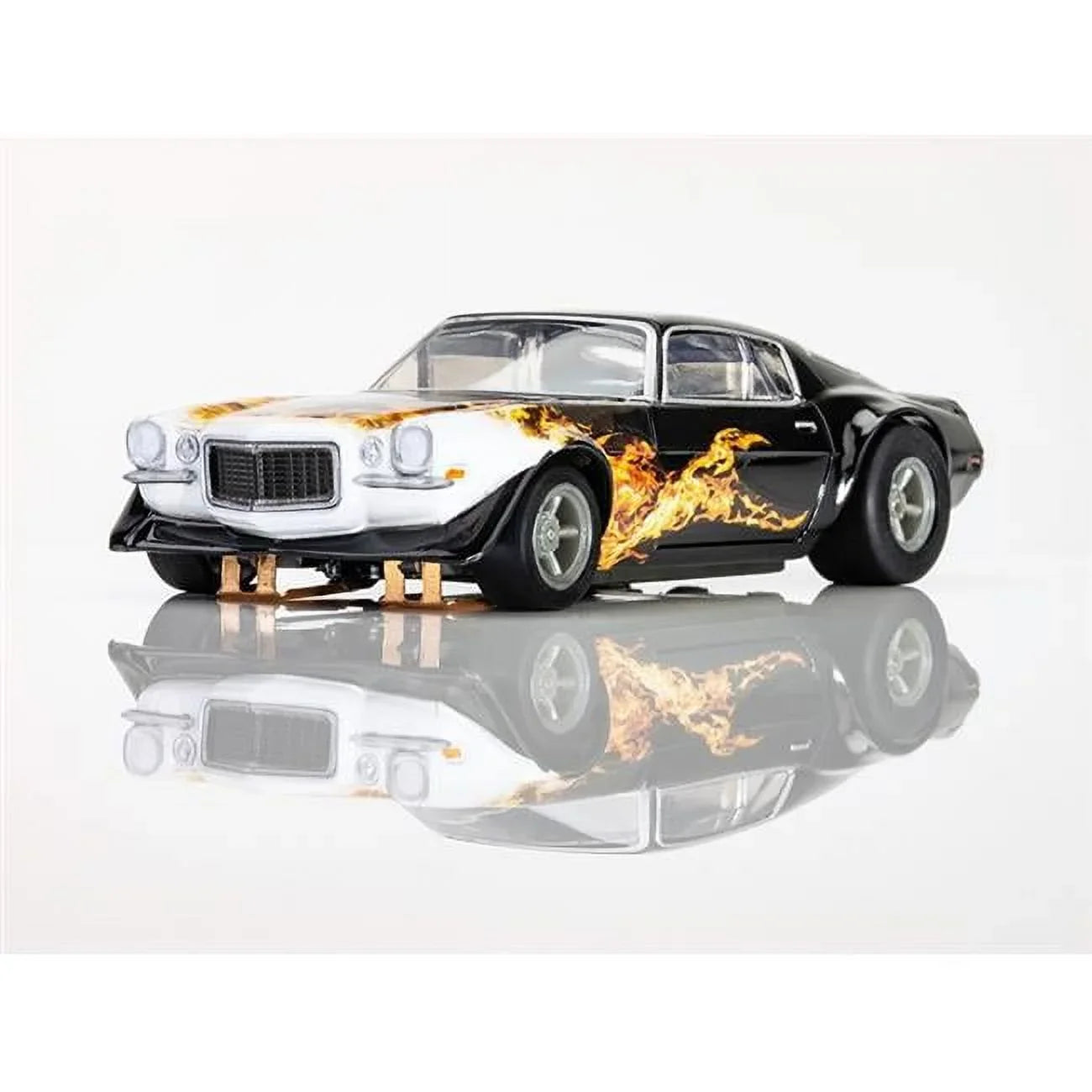 Stylish AFX Mega-G+ 1970 Camaro Wildfire Black Yellow and Orange HO Slot Car