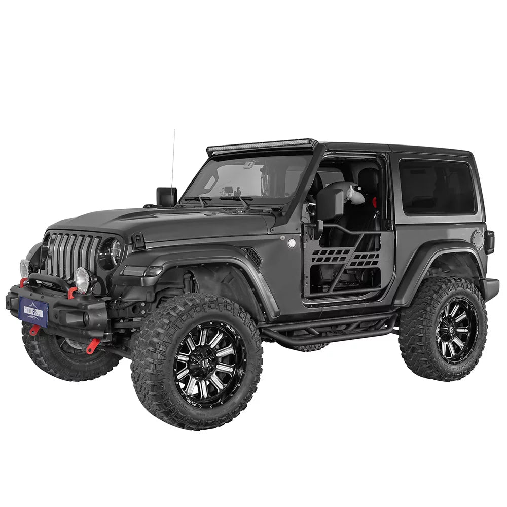 Stylish Hooke Road Fit 2018-2023 Jeep Wrangler JL 2-Door Steel Tubular Half Door Guards Frame Black