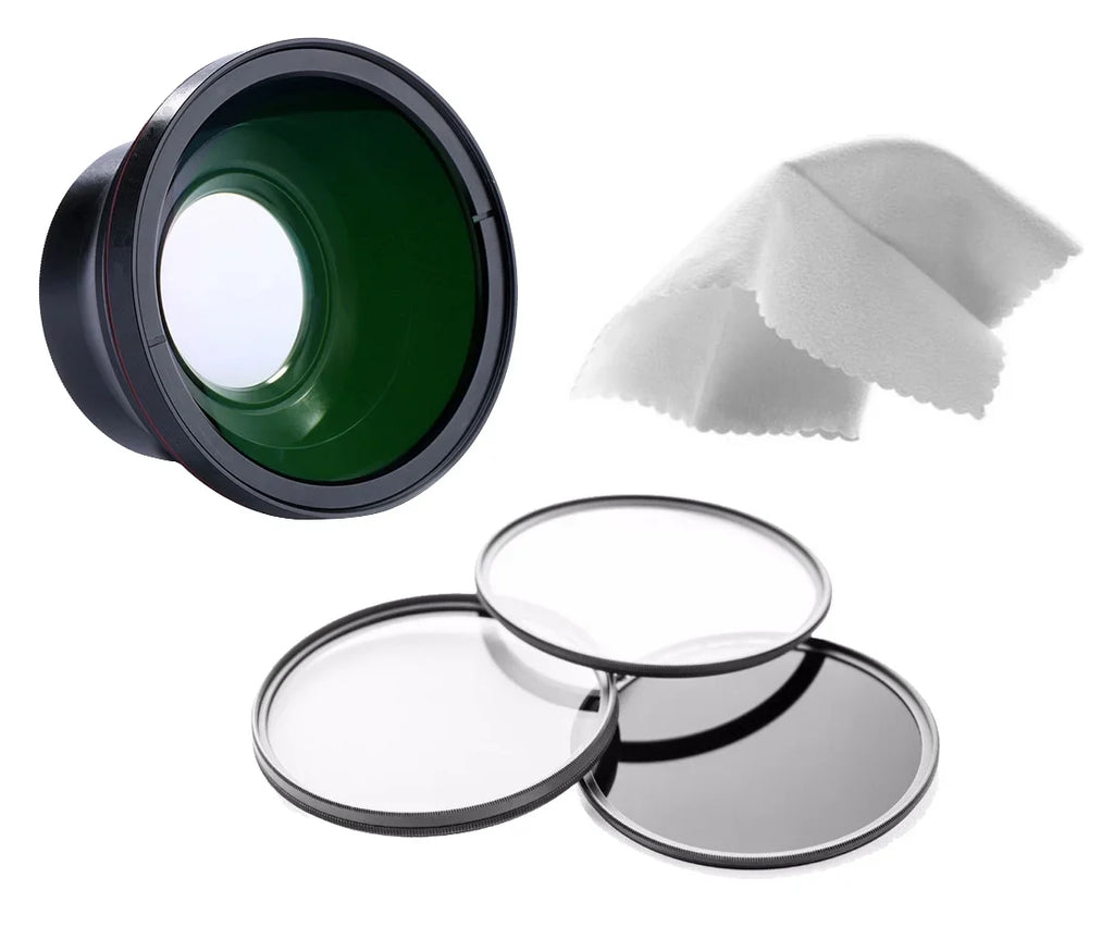 Stylish Panasonic Lumix DMC-LX10 0.43X High Definition Super Wide Angle Lens w/ Macro + Filter/Lens Adapter + Filter Set