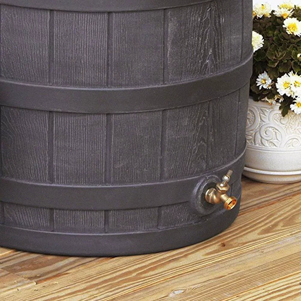 Stylish Good Ideas Rain Wizard 50 Gallon Rain Barrel Water Collector, Oak (2 Pack)
