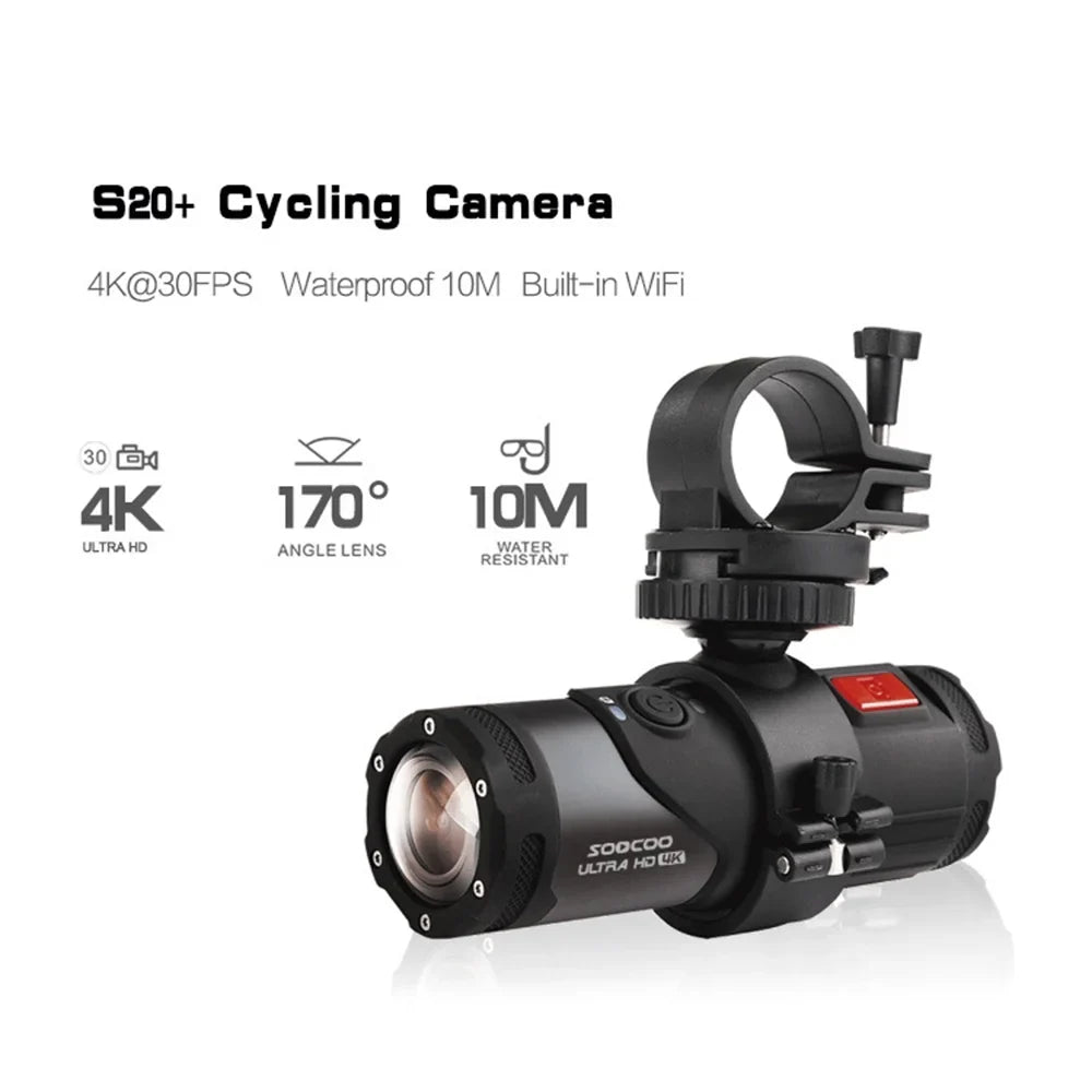 SOOCOO Adventure Cycling Camera, 4K Action Helmet Waterproof WiFi APP Head mounted Camera