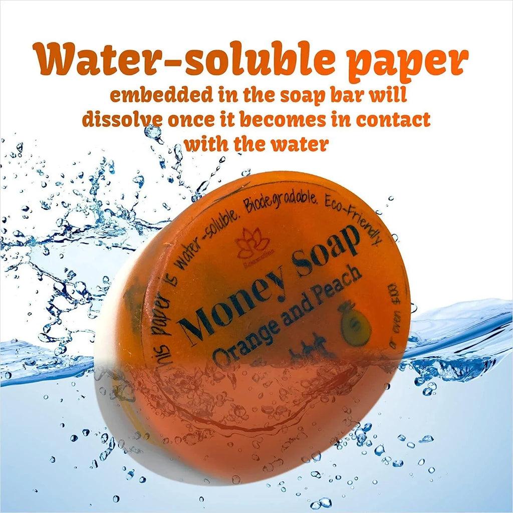 Orange and Peach Glycerin Soap Bar with Real Money Inside - Exclusive Design