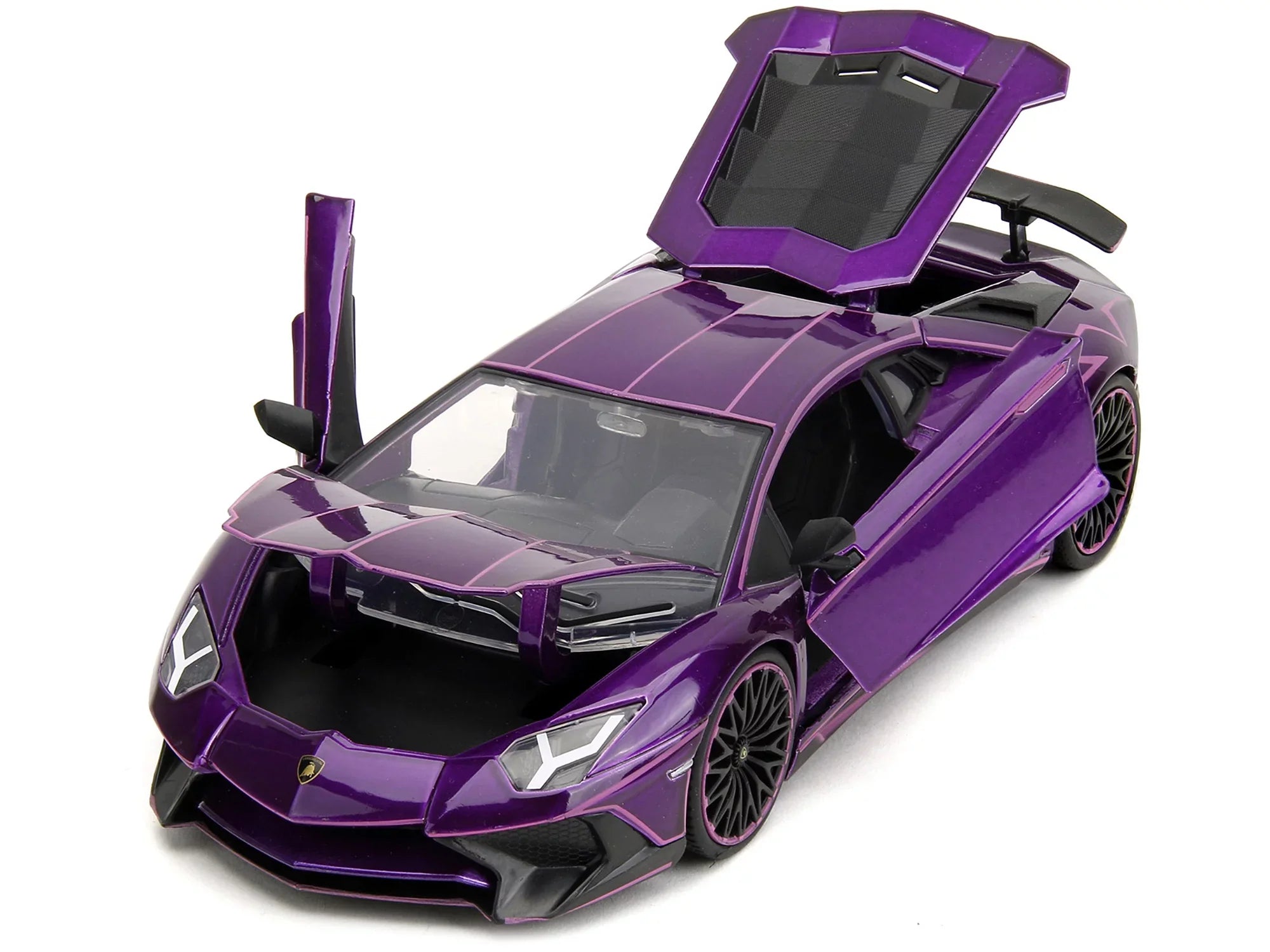 Lamborghini Aventador SV Candy Purple with Pink Graphics "Pink Slips" Series 1/24 Diecast Model Car by Jada - Exclusive Design