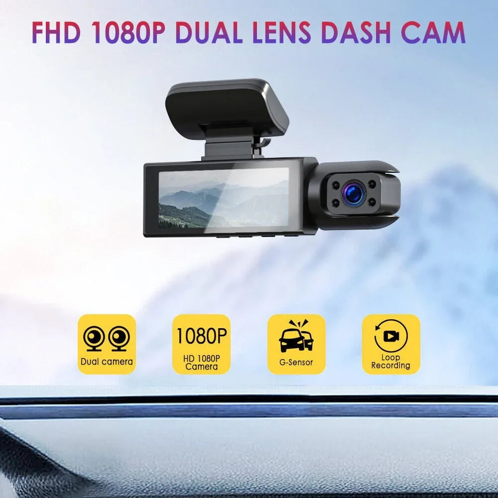 JLLOM Car DVR Dash Cam with Dual Lens Front and Inside Camera - 1080P - Exclusive Design