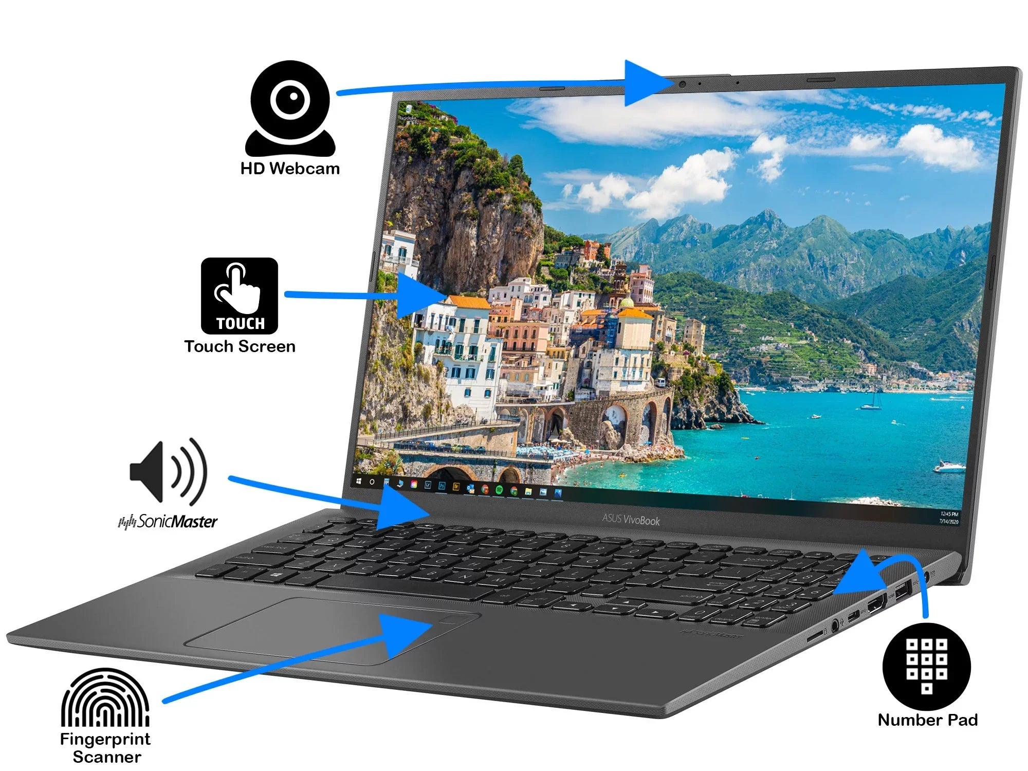Vivobook X512JA Laptop, 15.6" FHD Display, i7-1065G7 Upto 3.9GHz, 20GB RAM, 512GB NVMe SSD + 500GB HDD, HDMI, Card Reader, Wi-Fi, Bluetooth, Windows 10 Pro S