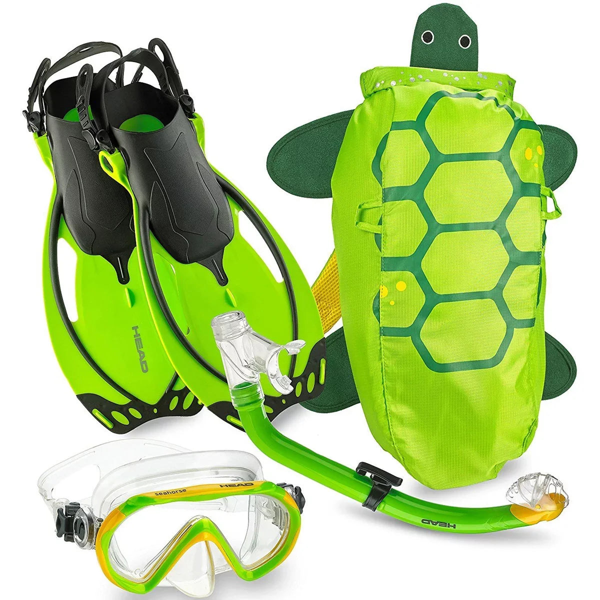 HEAD 480315SFSQULXL Premium Youth Sea Pals Snorkel Mask & Fins Set, Purple, LXL - Exclusive Design