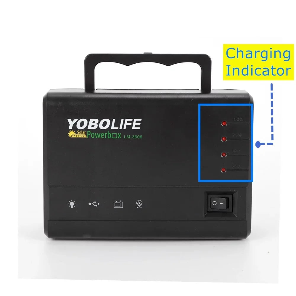 Stylish Portable Solar Power Generator Kit, Power Station with Solar Panel with 4 LED Lights for Outdoor Camping