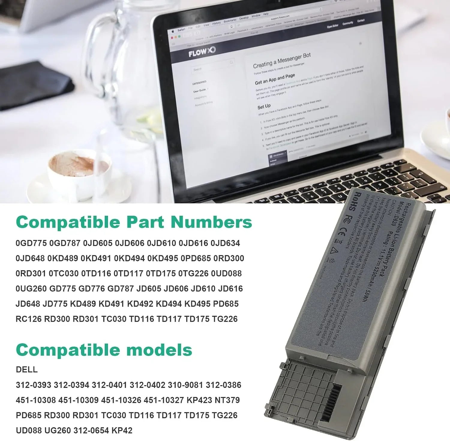 Stylish Fancy Buying Laptop y for D620 D630 D630C D630N D631 D640 PC764, JD634, 312-0383, 451-10298 P/N's: