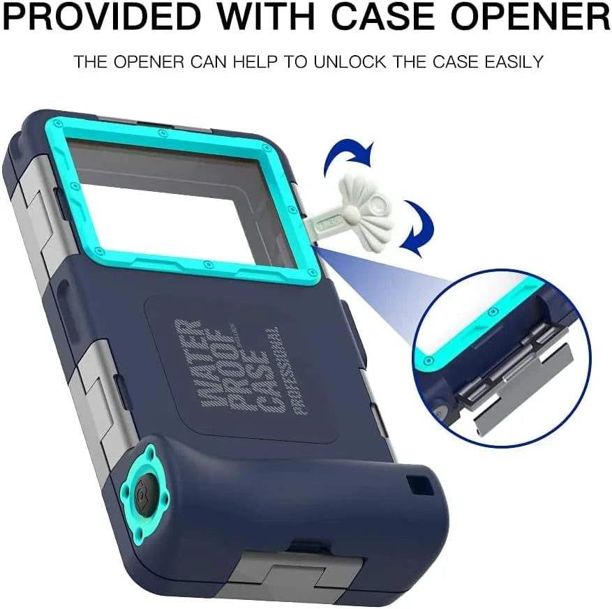 Stylish Waterproof Underwater Snorkeling Phone Case for iPhone 14/13/12/11 Pro Max Mini Xr/X/Xs/Samsung Galaxy Note10/9/8/S10/9/8 Ultra Plus Professional [15m/50ft] Photo Video Diving Cover(Blue)