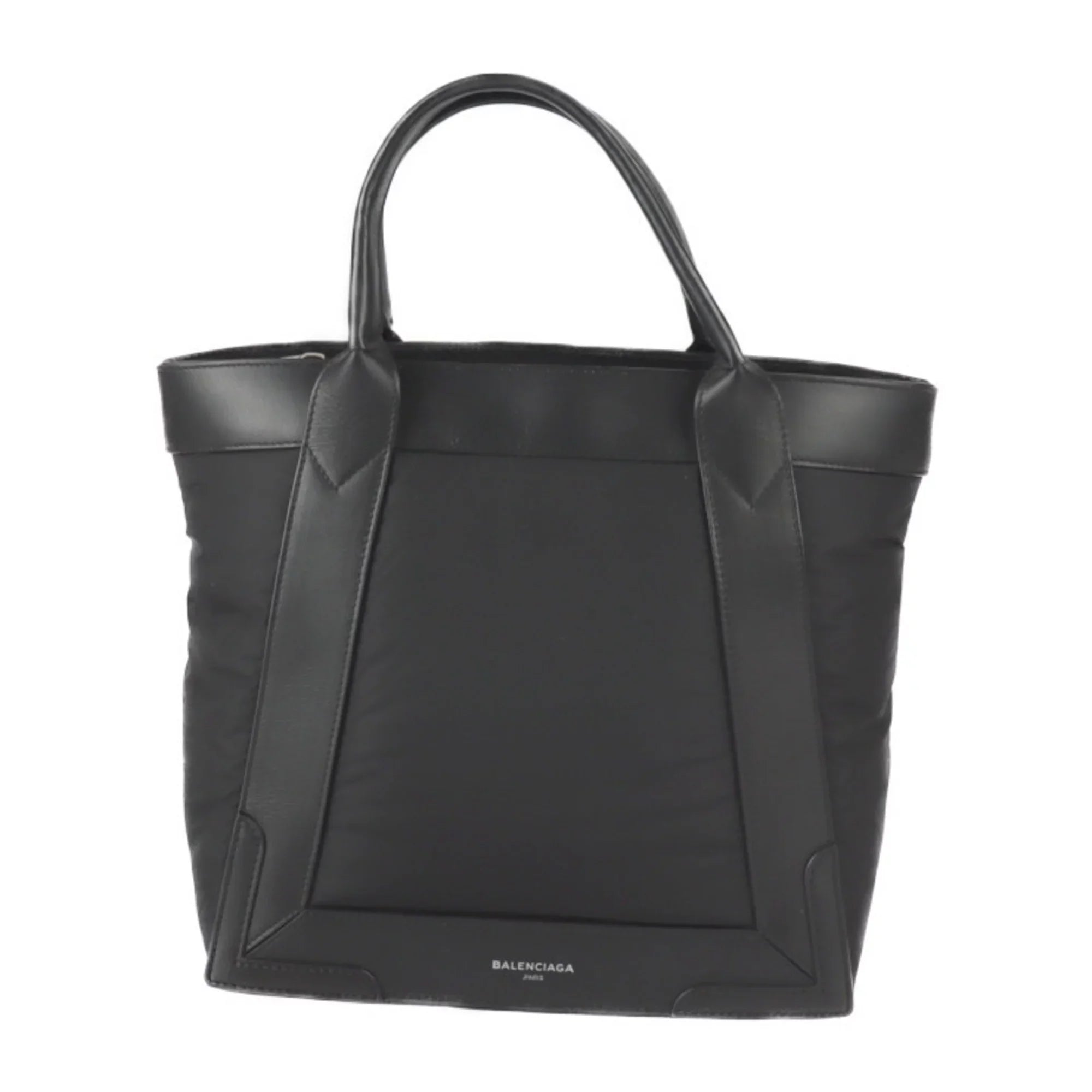 Stylish Pre-Owned BALENCIAGA Balenciaga Kabas S tote bag 363425 nylon leather black silver metal fittings (Good)