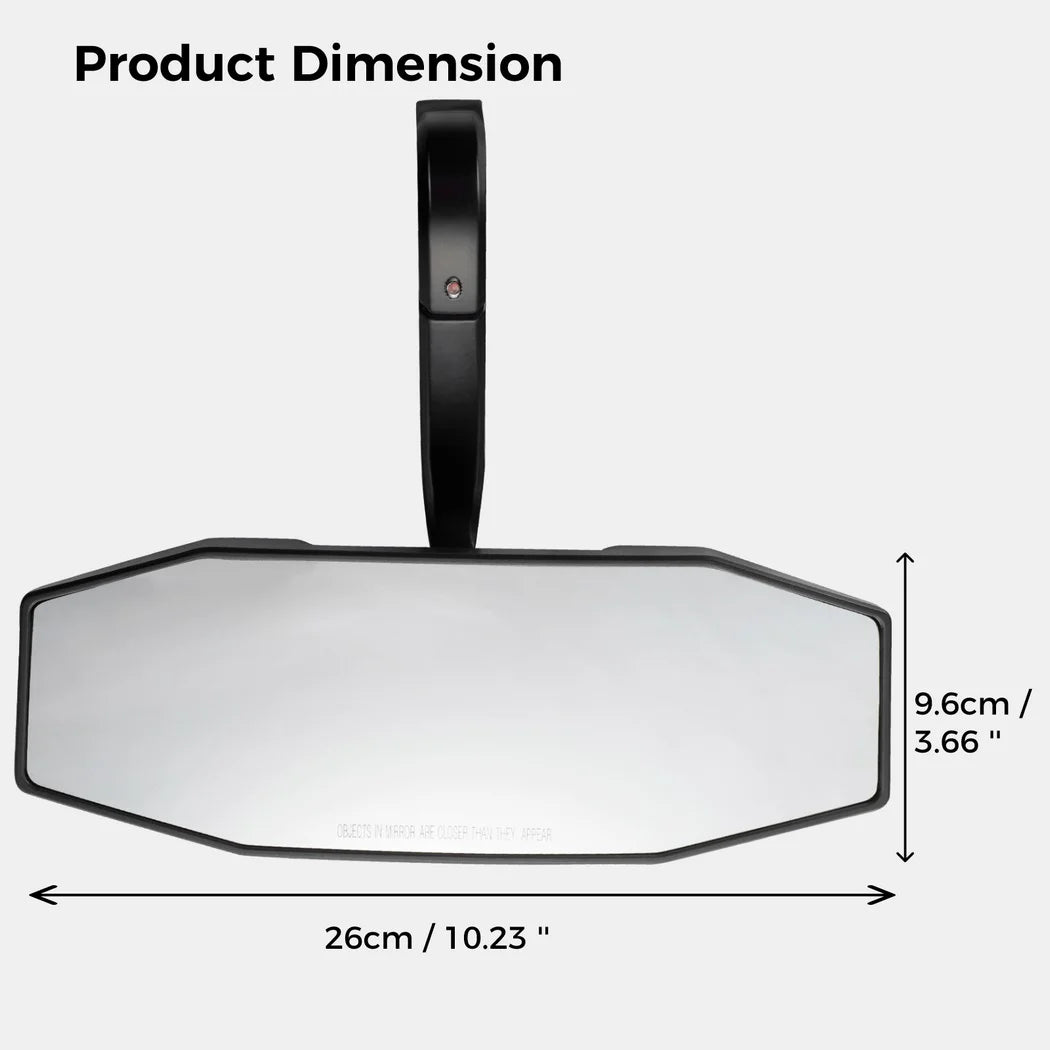 Rear View Center Mirror, 10" Ultra Clear SXS UTV Rear View Mirror, Adjustable Panoramic UTV Rear-view Mirror Fit for 1.75" Roll Bar - Exclusive Design