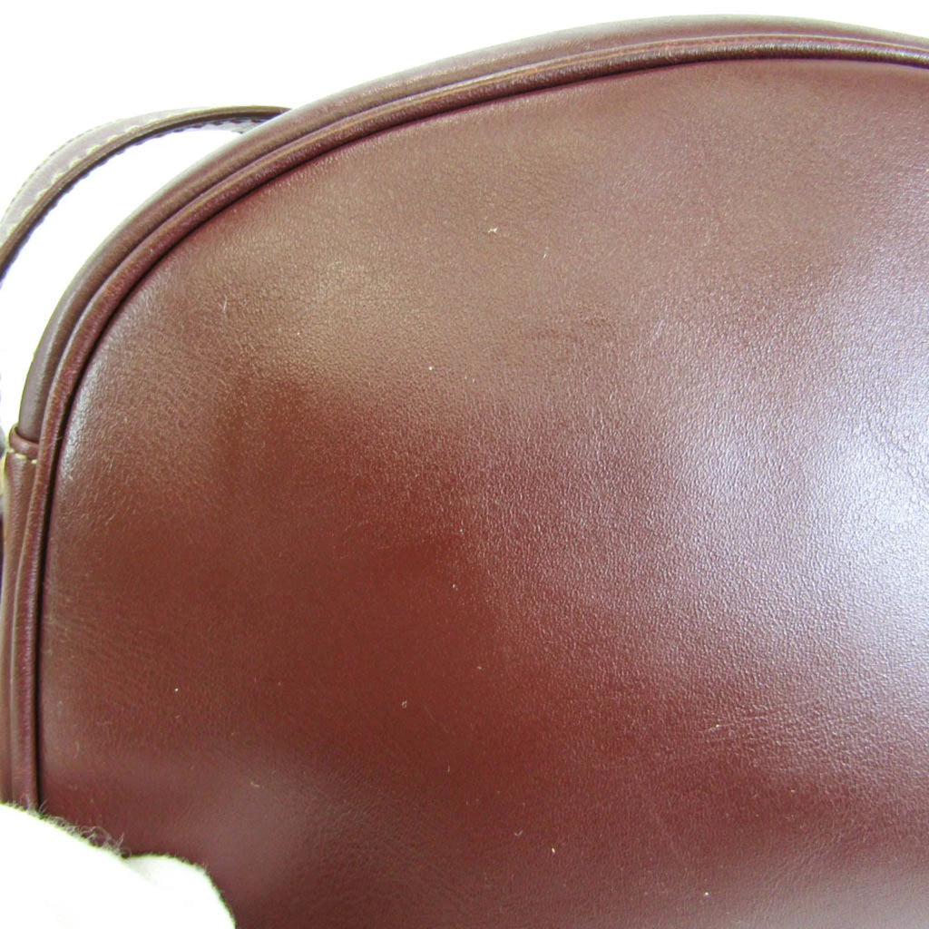 Stylish Pre-Owned Cartier Must Women's Leather Shoulder Bag Bordeaux (Good)