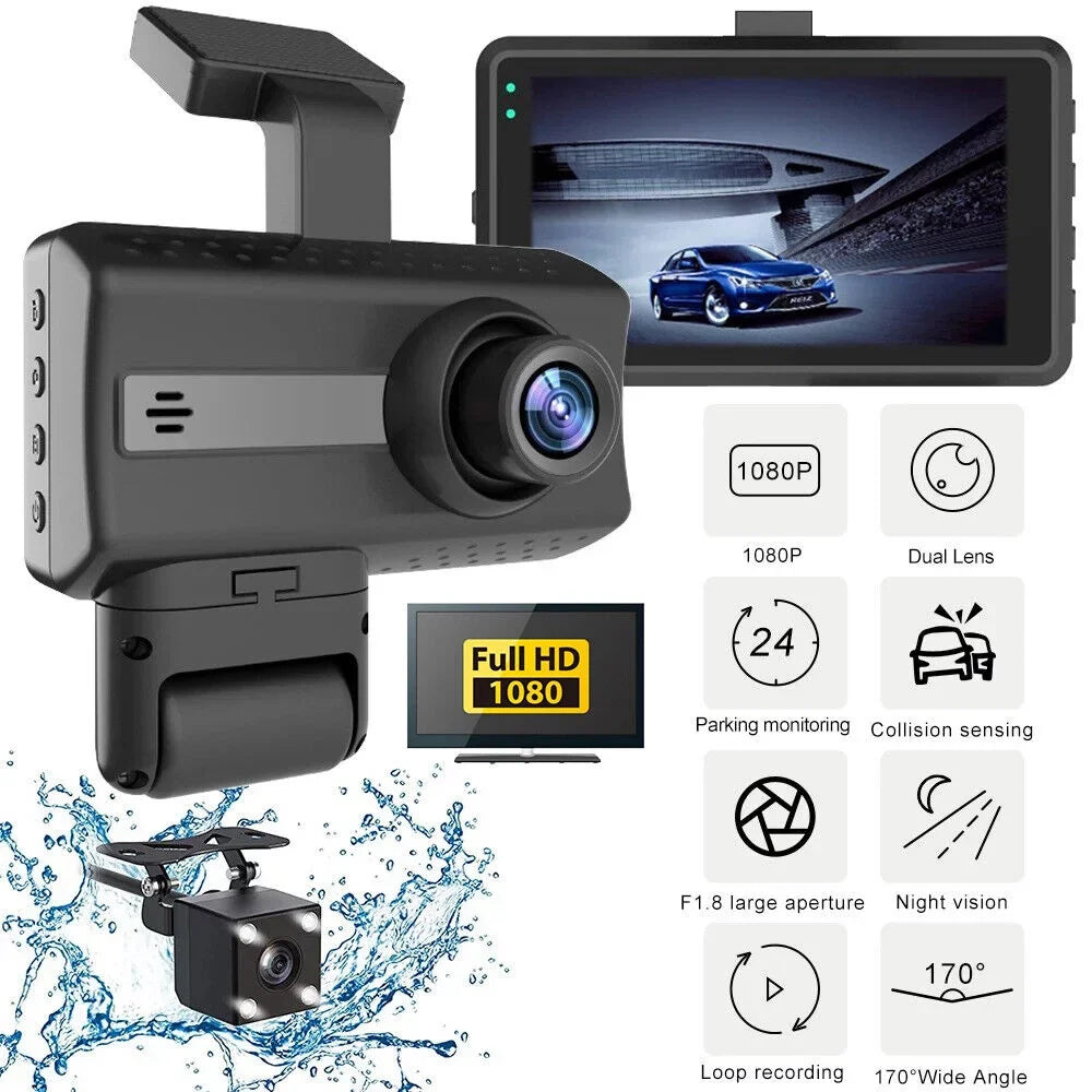 Stylish Onemayship Dual Lens Car Dash Cam Recorder G Sensor 1080P DVR Front and Rear Camera Video