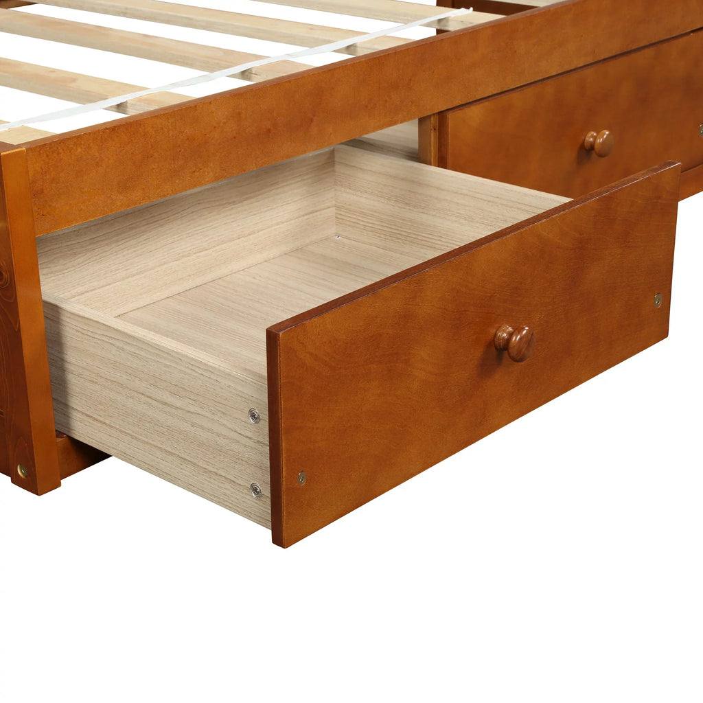 Oris Twin Size Wooden Platform Bed - Oak - Exclusive Design