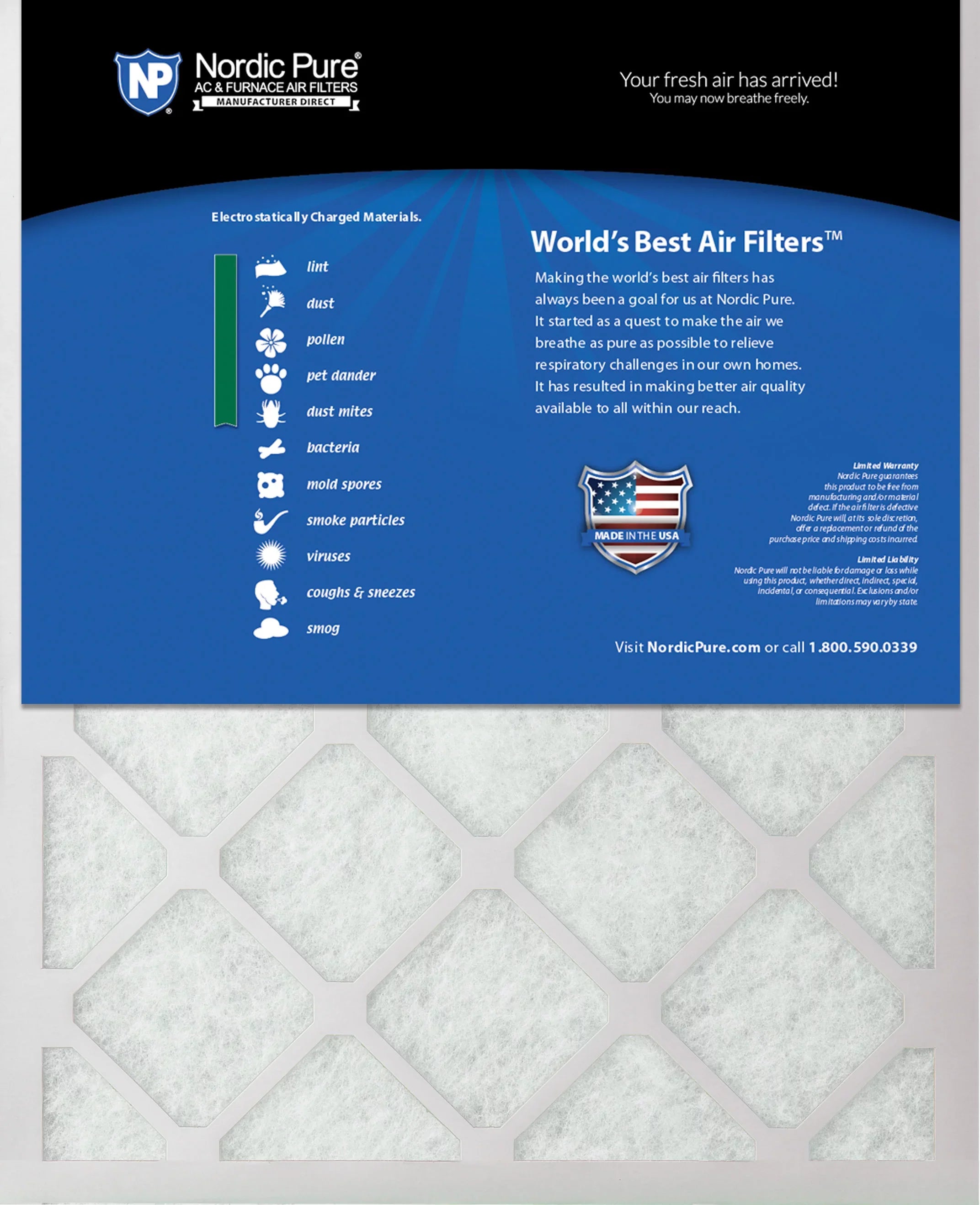 12x12x1 (11_3/4x11_3/4) Pure Green Eco-Friendly AC Furnace Air Filters 12 Pack - Exclusive Design