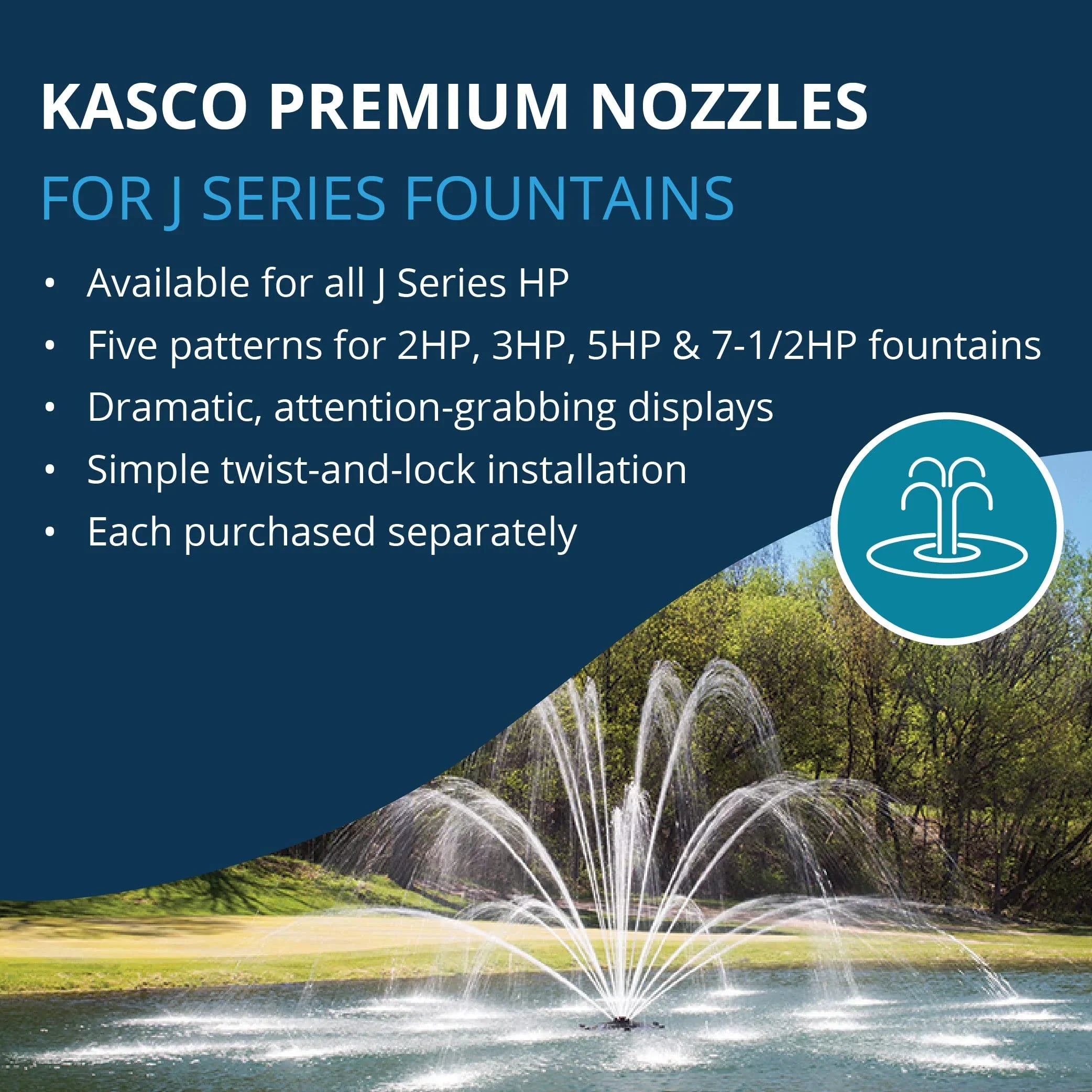 Kasco J Series 2 , 3 , 5 & 7-1/2 Magnolia Premium Fountain Nozzles Only (Fountain not Included) - Exclusive Design