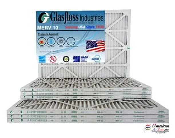 Glasfloss 12x36x1 - MERV 10 -Qty:6 - Furnace Air Filter - Made in USA (Actual Size: 11.5 x 35.5x7/8 inch) - Exclusive Design