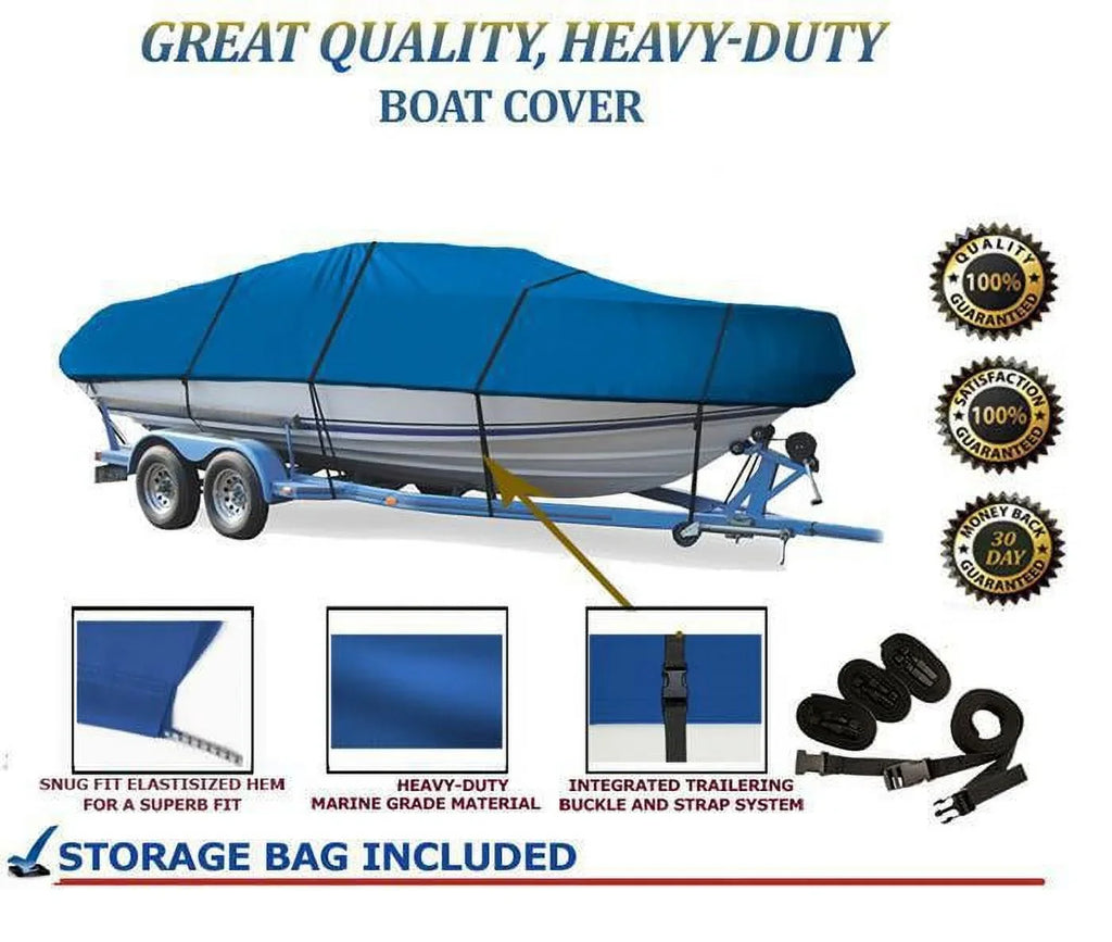 BLUE, GREAT QUALITY BOAT COVER Compatible for LOWE ROUGHNECK RN 1650 SC 2015 - Exclusive Design