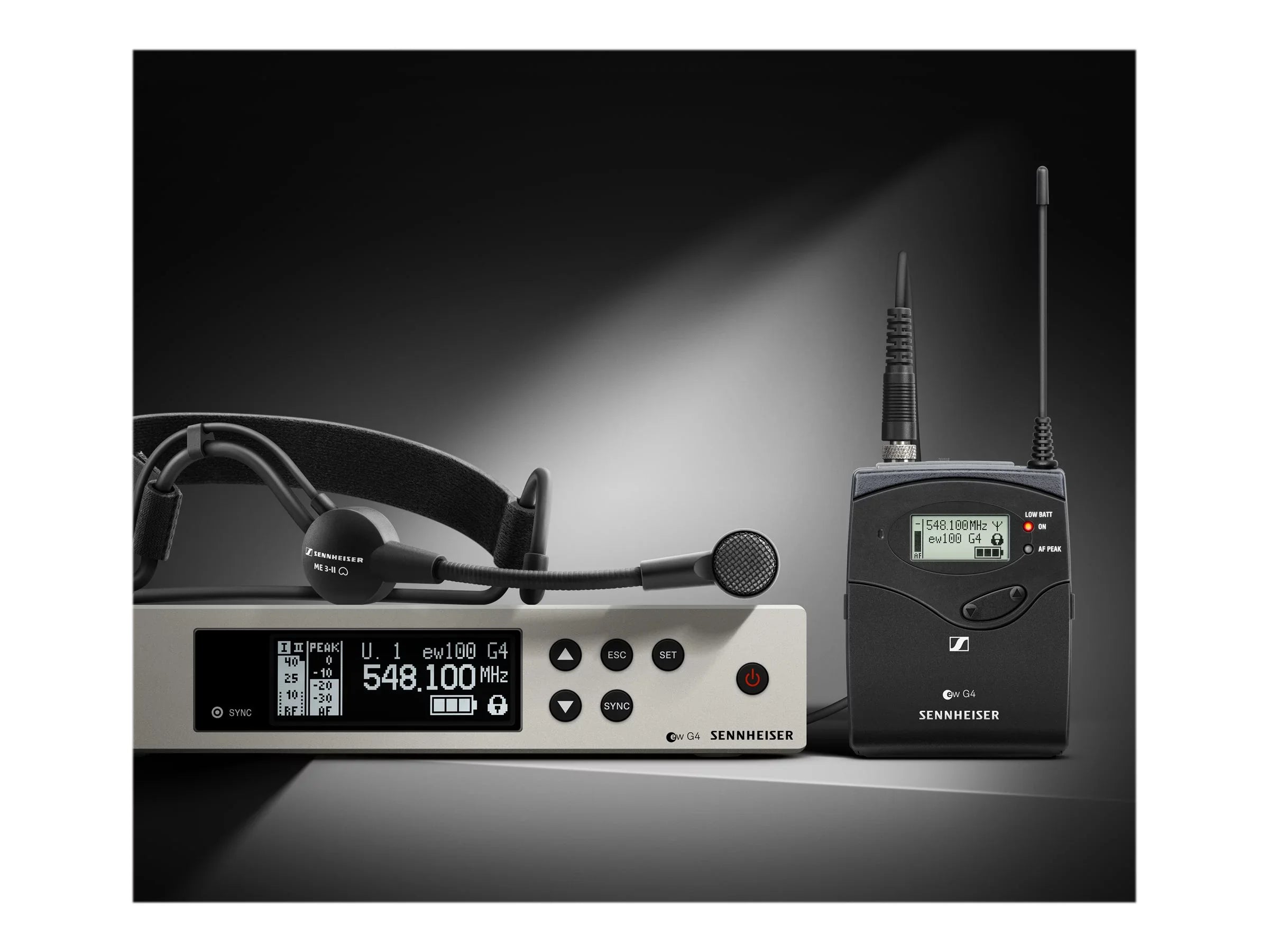 Sennheiser Pro Audio Sennheiser EW 100-ME3 Wireless Cardioid Headset Microphone System - A1 Band (470-516Mhz), 100 G4-ME3-A1