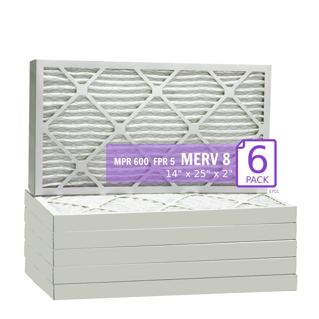 Stylish 14x25x2, Purolator DMK80 Extended Surface Pleated Air Filter, Mechanical MERV 8, (6 Pack)