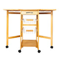 Zimtown Drop Leaf Kitchen Island Trolley Cart with Storage Drawers Basket,Folding Rolling Protable
