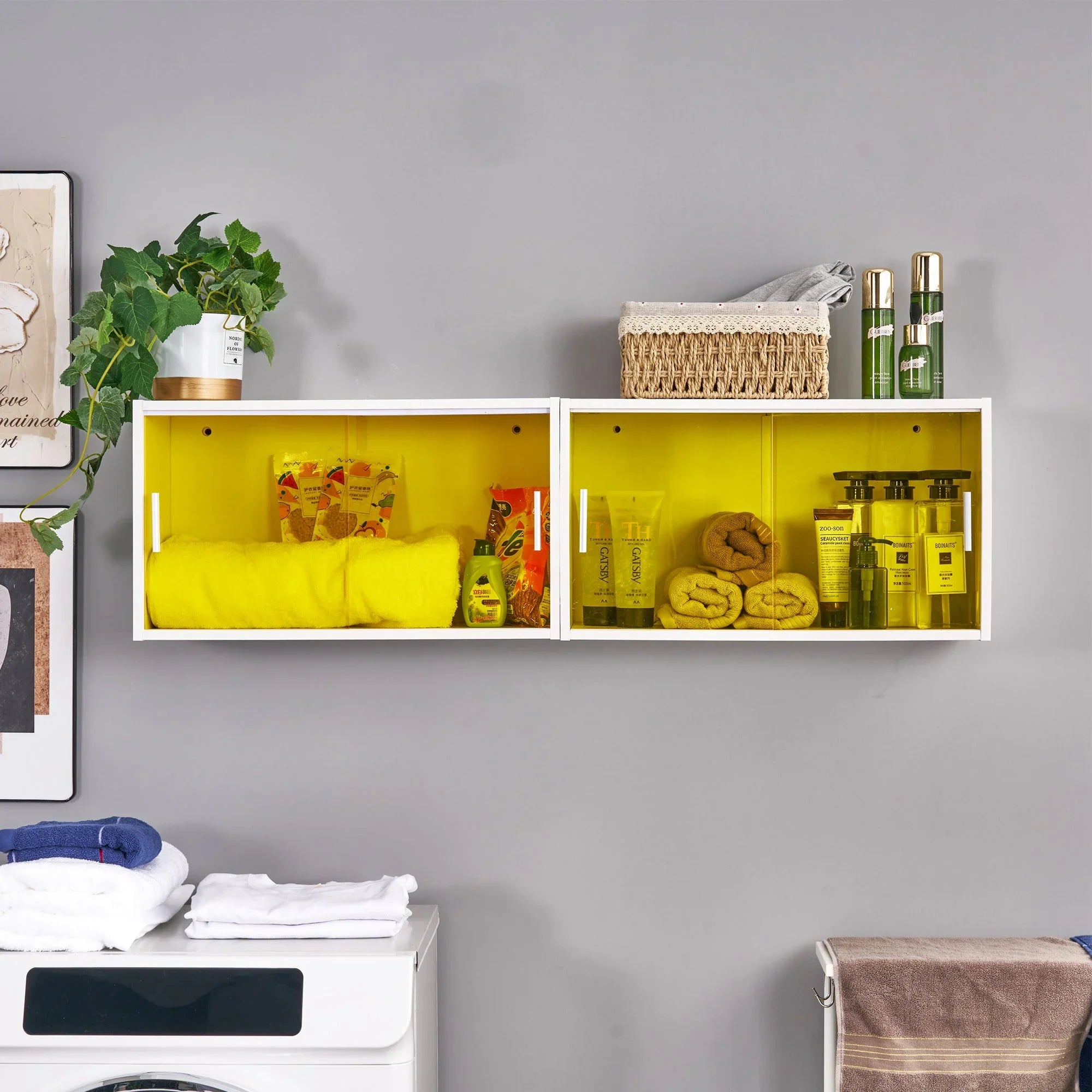 Stylish VECELO Bathroom Cabinet Wall Mounted, Multipurpose Storage Cabinet with Acrylic Sliding Doors for Bathroom Kitchen Living Room, White