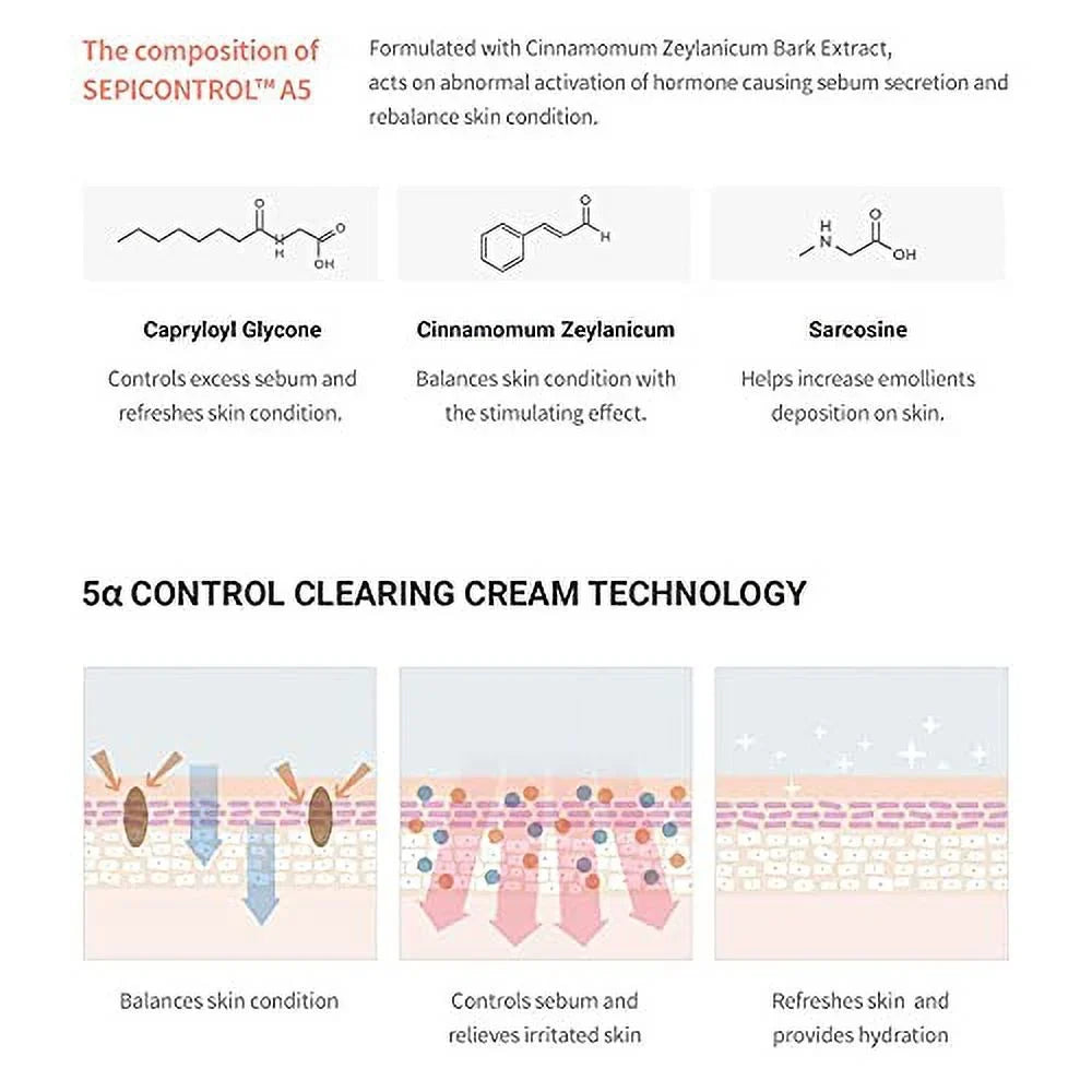 Dr.Ceuracle 5Î± Control Clearing Cream 50ml/1.69 oz - The lightweight Gel-Type Cream that Controlling Excess Sebum