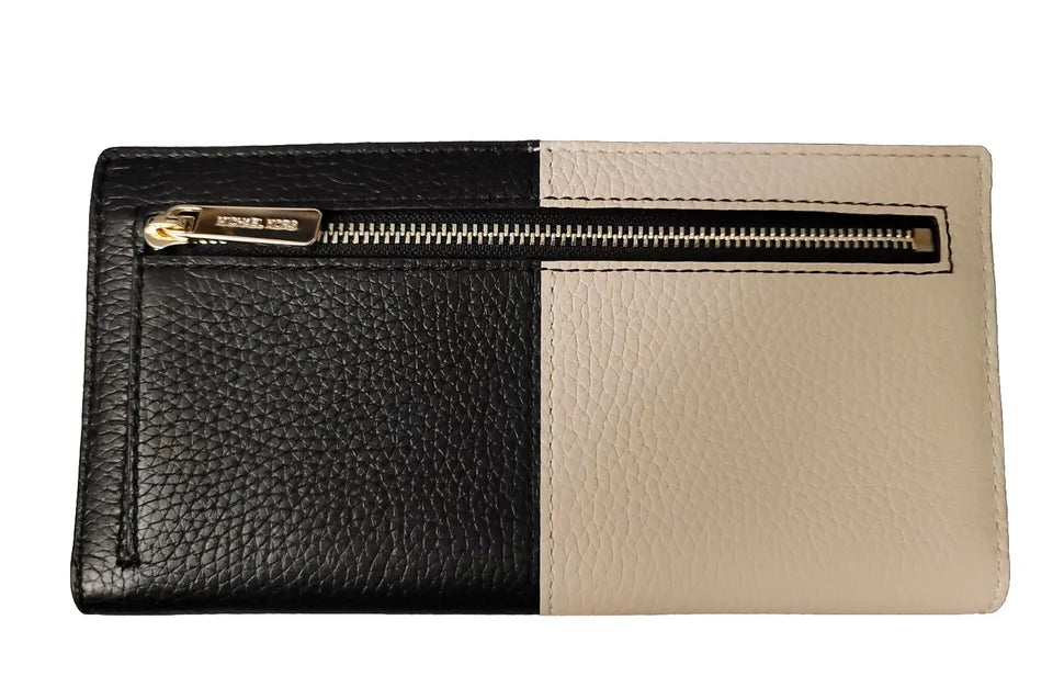 Stylish MICHAEL KORS JET SET REED LARGE FLAP BIFOLD SNAP WALLET BLACK AND WHITE