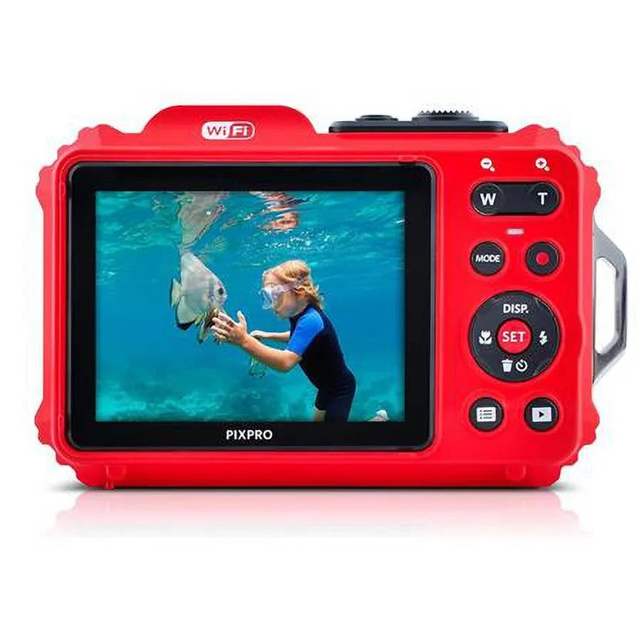 PIXPRO WPZ2 16MP Full HD Waterproof Rugged Digital Camera, Red, Bundle with 32GB Memory Card and Camera Bag