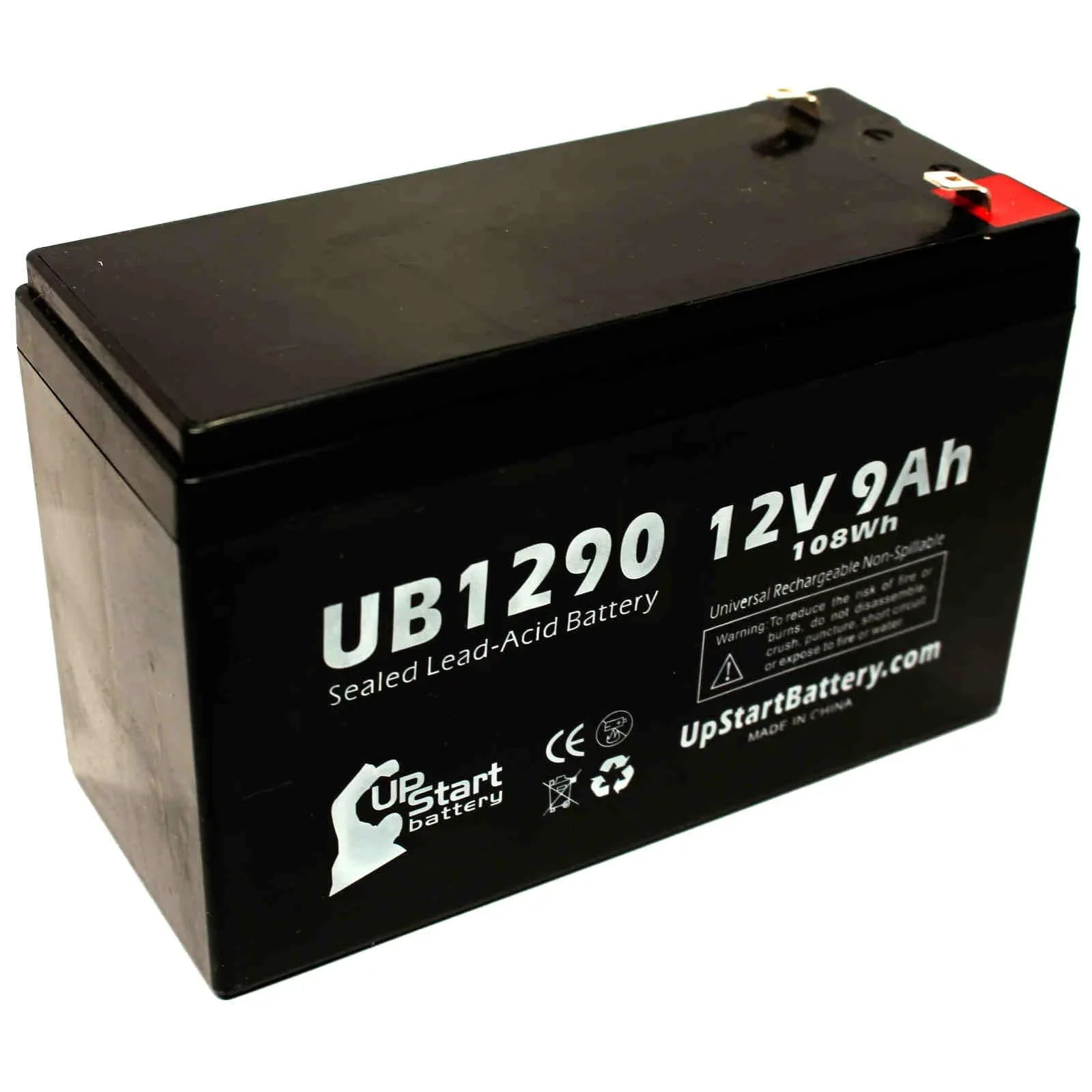 4x Pack - Compatible Kontron 7640 MICROGAS Battery - Replacement UB1290 Universal Sealed Lead Acid Battery (12V, 9Ah, 9000mAh, F1 Terminal, AGM, SLA) - Includes 8 F1 to F2 Terminal Adapters - Exclusive Design