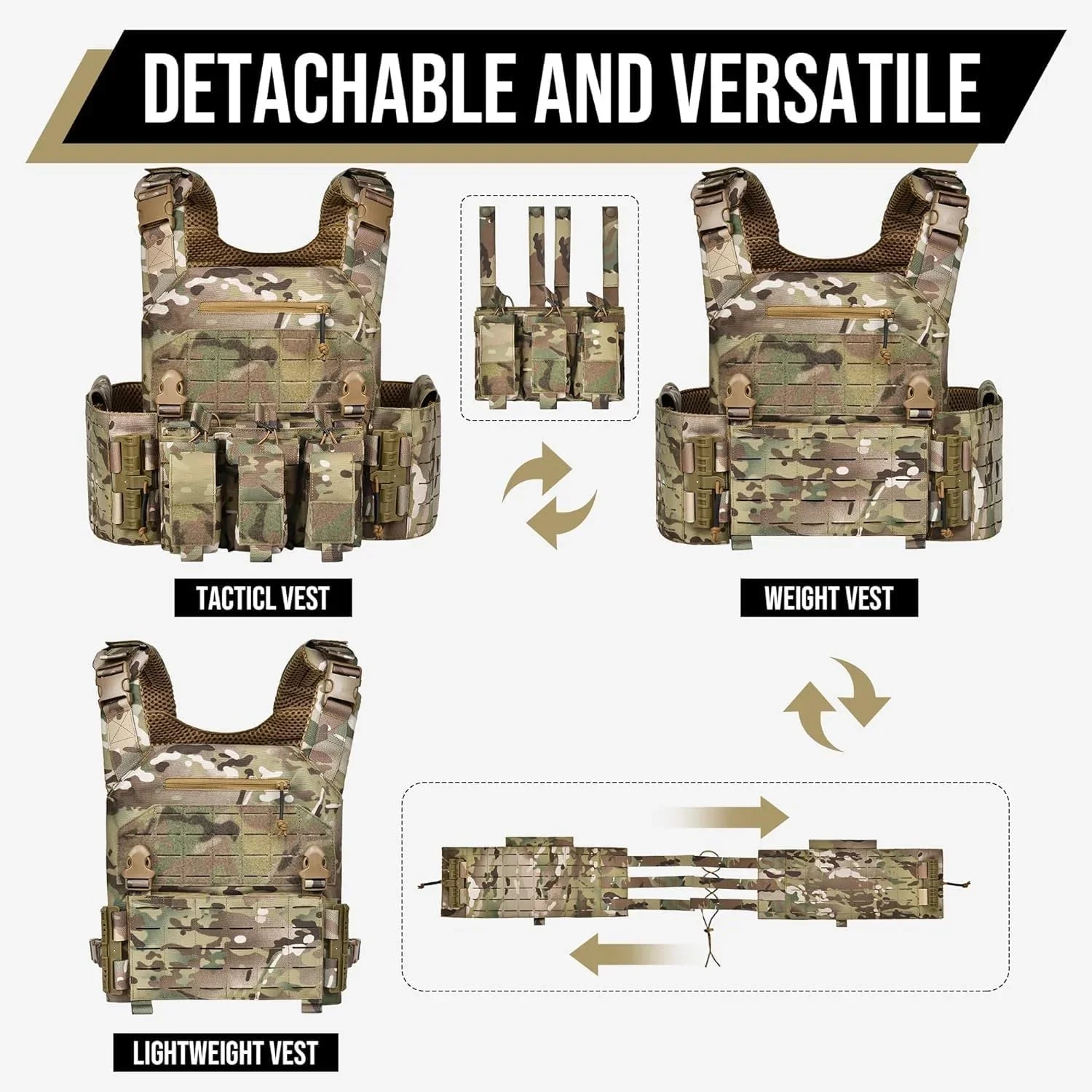 Quick Release Lightweight Vest Adjustable Breathable Weighted Vest for Hunting/Training/Game - Exclusive Design