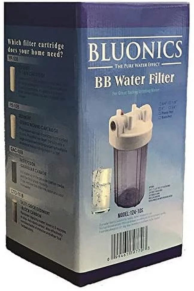 10" Big Blue Whole House Water Filter 5 Micron Carbon Block with Clear Blue transparent housing
