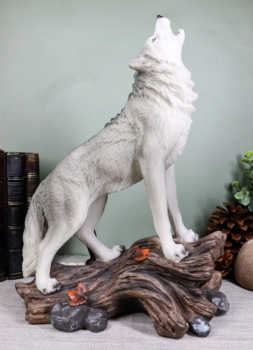 Large Cries Of The Night Howling Alpha Gray Wolf Statue 12"H Spirit Wolves Decor - Exclusive Design